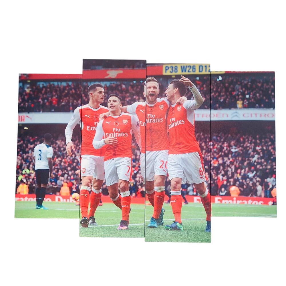 ARSENAL Futbol Club 4 Piece Canvas Wrap Photo Premier League Emirates Soccer EUC